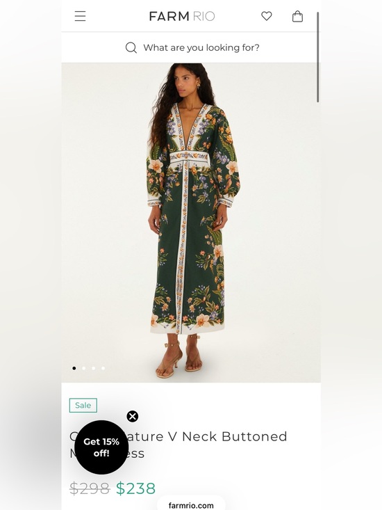 FARM Rio Dresses & Skirts - Farm Rio Green Nature V Neck Buttoned Maxi Dress